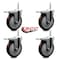 Service Caster 5 Inch Maroon Polyurethane Swivel 58 Inch Threaded Stem Caster Set with Total Lock Brake SCC-TSTTL20S514-PPUB-MRN-58212-4 - alternate 2